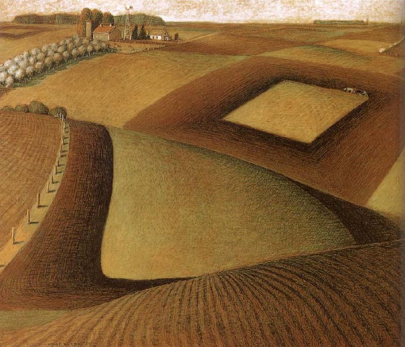 Grant Wood Break ground oil painting image